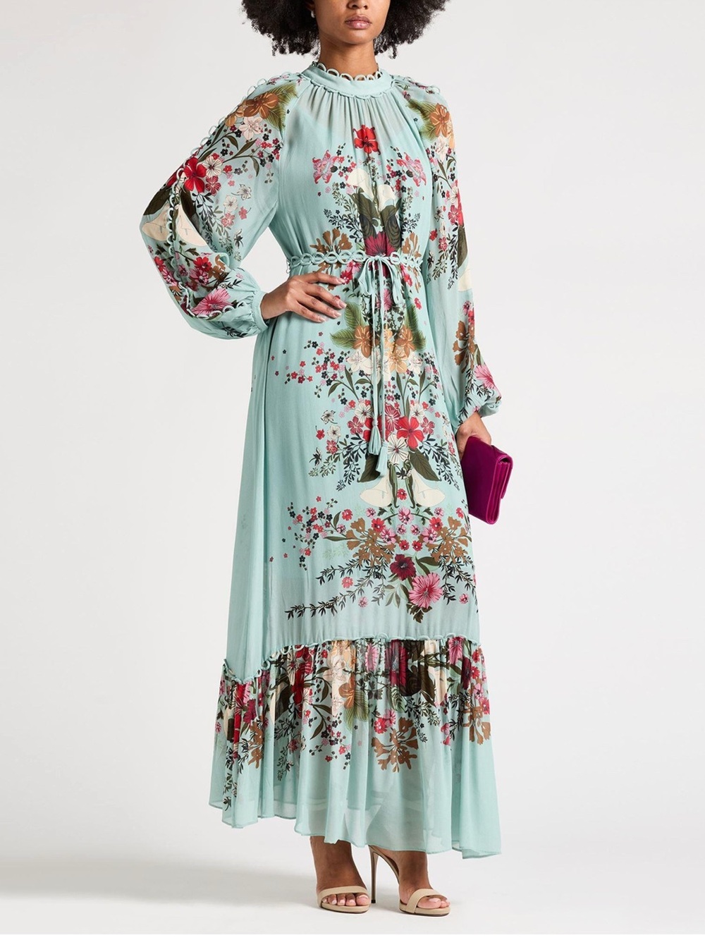 Farm Rio Floral Maxi Dress in Light Mint - Picture 10 of 10
